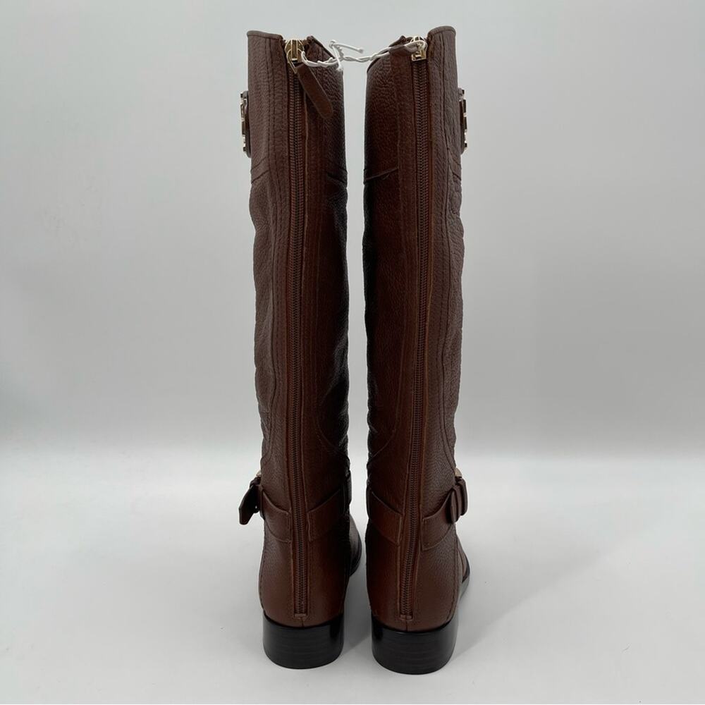 NEW TORY BURCH Boots Claire Tumbled Leather Tall Riding Boot Brown Zipper SZ 5 - Picture 5 of 15
